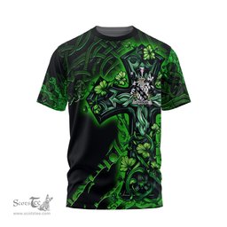 ScotsTee Shop Irish Carolan Coat of Arms Irish T Shirt Family Crest Celtic Cross And Dragon T Shirt