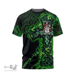 ScotsTee Shop Irish Carden Coat of Arms Irish T Shirt Family Crest Celtic Cross And Dragon T Shirt