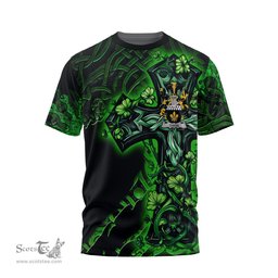 ScotsTee Shop Irish Dixon Coat of Arms Irish T Shirt Family Crest Celtic Cross And Dragon T Shirt