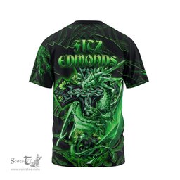ScotsTee Shop Irish Fitz Edmonds Coat of Arms Irish T Shirt Family Crest Celtic Cross And Dragon T Shirt