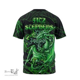 ScotsTee Shop Irish Fitz Stephens Coat of Arms Irish T Shirt Family Crest Celtic Cross And Dragon T Shirt