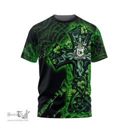 ScotsTee Shop Irish Droney or O Droney Coat of Arms Irish T Shirt Family Crest Celtic Cross And Dragon T Shirt