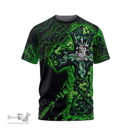 ScotsTee Shop Irish Hanson or O Hanson Coat of Arms Irish T Shirt Family Crest Celtic Cross And Dragon T Shirt