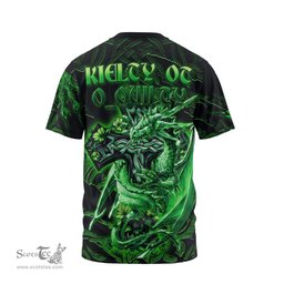 ScotsTee Shop Irish Kielty ot O Quilty Coat of Arms Irish T Shirt Family Crest Celtic Cross And Dragon T Shirt