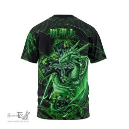 ScotsTee Shop Irish Mall Coat of Arms Irish T Shirt Family Crest Celtic Cross And Dragon T Shirt