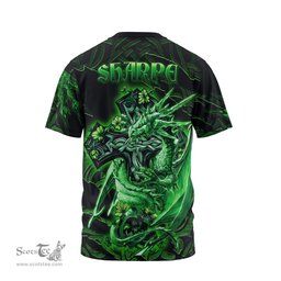 ScotsTee Shop Irish Sharpe Coat of Arms Irish T Shirt Family Crest Celtic Cross And Dragon T Shirt
