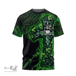 ScotsTee Shop Irish Power Coat of Arms Irish T Shirt Family Crest Celtic Cross And Dragon T Shirt