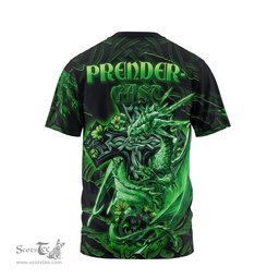 ScotsTee Shop Irish Prendergast Coat of Arms Irish T Shirt Family Crest Celtic Cross And Dragon T Shirt