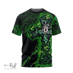 ScotsTee Shop Irish Newcomen or Newcombe Coat of Arms Irish T Shirt Family Crest Celtic Cross And Dragon T Shirt