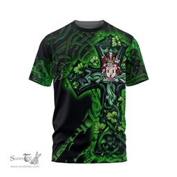 ScotsTee Shop Irish Vigors Coat of Arms Irish T Shirt Family Crest Celtic Cross And Dragon T Shirt