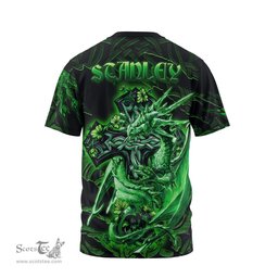 ScotsTee Shop Irish Stanley Coat of Arms Irish T Shirt Family Crest Celtic Cross And Dragon T Shirt