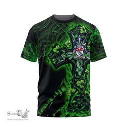 ScotsTee Shop Irish Whelan Coat of Arms Irish T Shirt Family Crest Celtic Cross And Dragon T Shirt