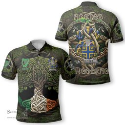 ScotsTee Shop Irish Acotes Coat of Arms Irish Polo Shirt Family Crest Irish Is My Root Polo Shirt