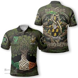 ScotsTee Shop Irish Ashmore Coat of Arms Irish Polo Shirt Family Crest Irish Is My Root Polo Shirt