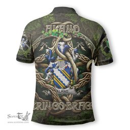 ScotsTee Shop Irish Aland Coat of Arms Irish Polo Shirt Family Crest Irish Is My Root Polo Shirt