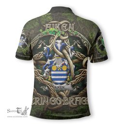 ScotsTee Shop Irish Aiken Coat of Arms Irish Polo Shirt Family Crest Irish Is My Root Polo Shirt