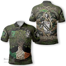 ScotsTee Shop Irish Ashborne Coat of Arms Irish Polo Shirt Family Crest Irish Is My Root Polo Shirt