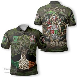 ScotsTee Shop Irish Atkinson Coat of Arms Irish Polo Shirt Family Crest Irish Is My Root Polo Shirt