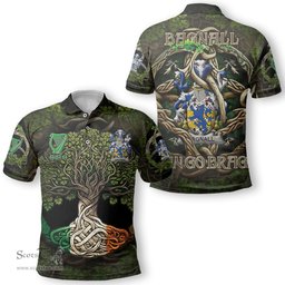 ScotsTee Shop Irish Bagnall Coat of Arms Irish Polo Shirt Family Crest Irish Is My Root Polo Shirt