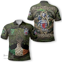 ScotsTee Shop Irish Aldborough Coat of Arms Irish Polo Shirt Family Crest Irish Is My Root Polo Shirt