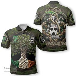 ScotsTee Shop Irish Basile Coat of Arms Irish Polo Shirt Family Crest Irish Is My Root Polo Shirt