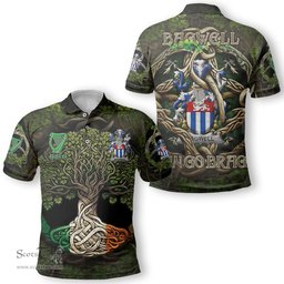 ScotsTee Shop Irish Bagwell Coat of Arms Irish Polo Shirt Family Crest Irish Is My Root Polo Shirt
