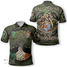 ScotsTee Shop Irish Chichester Coat of Arms Irish Polo Shirt Family Crest Irish Is My Root Polo Shirt