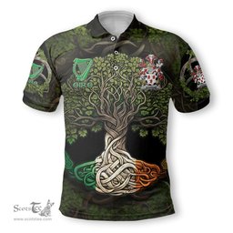 ScotsTee Shop Irish Barran Coat of Arms Irish Polo Shirt Family Crest Irish Is My Root Polo Shirt