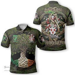 ScotsTee Shop Irish Barran Coat of Arms Irish Polo Shirt Family Crest Irish Is My Root Polo Shirt