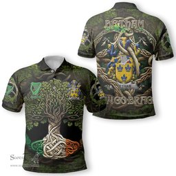 ScotsTee Shop Irish Betham Coat of Arms Irish Polo Shirt Family Crest Irish Is My Root Polo Shirt