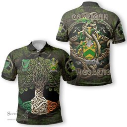 ScotsTee Shop Irish Corrigan or O Corrigan Coat of Arms Irish Polo Shirt Family Crest Irish Is My Root Polo Shirt
