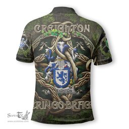 ScotsTee Shop Irish Creighton Coat of Arms Irish Polo Shirt Family Crest Irish Is My Root Polo Shirt