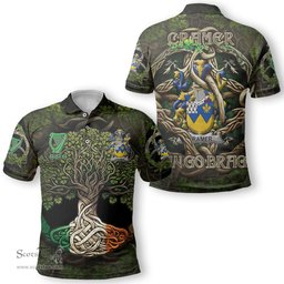 ScotsTee Shop Irish Cramer Coat of Arms Irish Polo Shirt Family Crest Irish Is My Root Polo Shirt