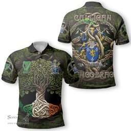 ScotsTee Shop Irish Culligan or McColgan Coat of Arms Irish Polo Shirt Family Crest Irish Is My Root Polo Shirt