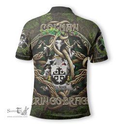 ScotsTee Shop Irish Colman or McColman Coat of Arms Irish Polo Shirt Family Crest Irish Is My Root Polo Shirt
