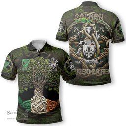 ScotsTee Shop Irish Colman or McColman Coat of Arms Irish Polo Shirt Family Crest Irish Is My Root Polo Shirt