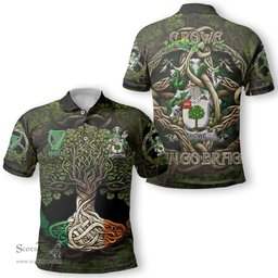 ScotsTee Shop Irish Crowe or McEnchroe Coat of Arms Irish Polo Shirt Family Crest Irish Is My Root Polo Shirt