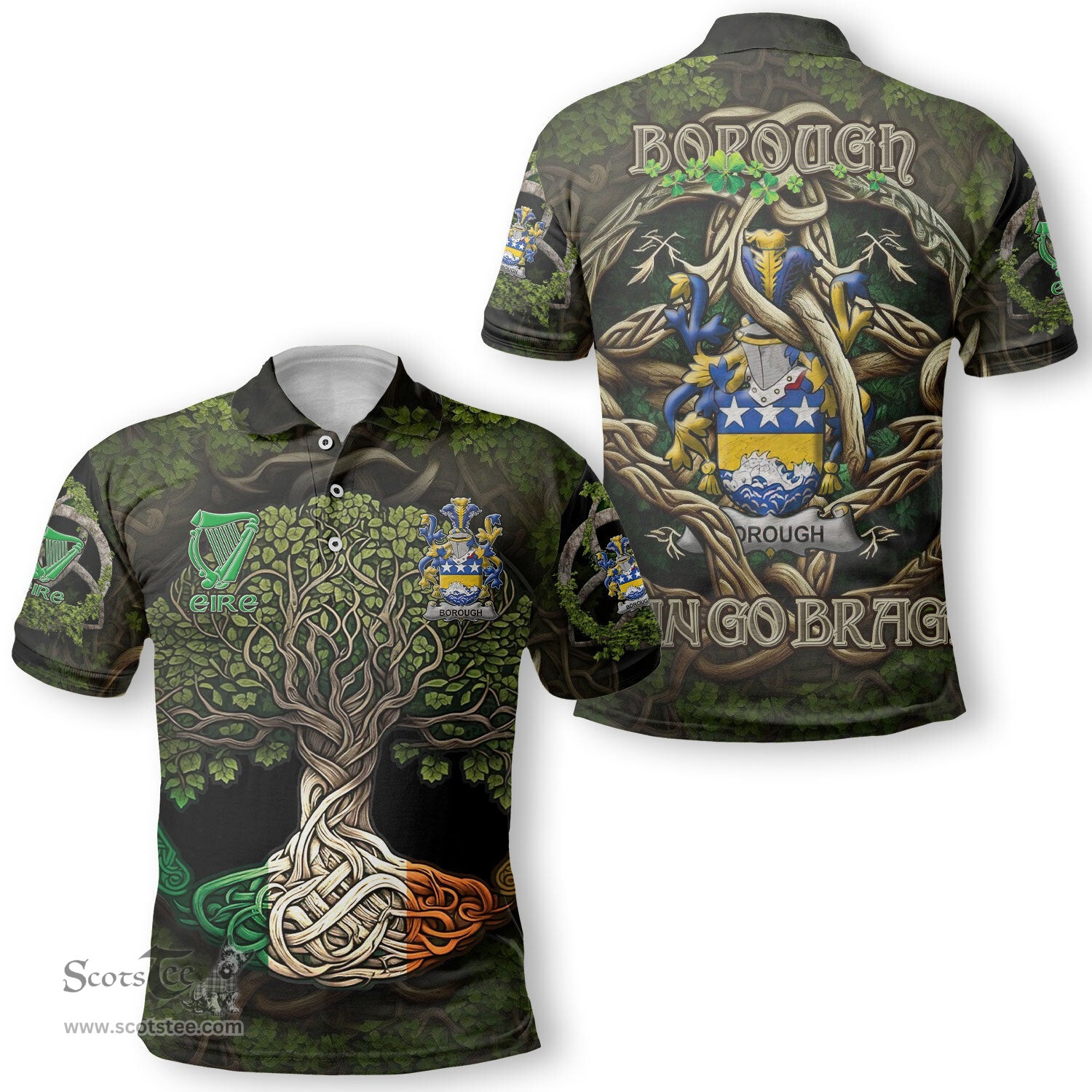 ScotsTee Shop Irish Borough Coat of Arms Irish Polo Shirt Family Crest Irish Is My Root Polo Shirt
