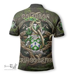 ScotsTee Shop Irish Colinson Coat of Arms Irish Polo Shirt Family Crest Irish Is My Root Polo Shirt