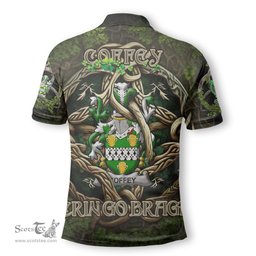 ScotsTee Shop Irish Coffey or O Coffey Coat of Arms Irish Polo Shirt Family Crest Irish Is My Root Polo Shirt