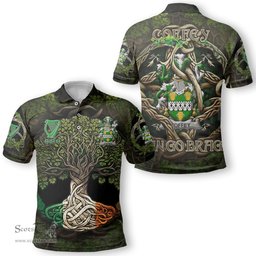 ScotsTee Shop Irish Coffey or O Coffey Coat of Arms Irish Polo Shirt Family Crest Irish Is My Root Polo Shirt