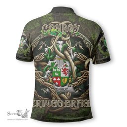 ScotsTee Shop Irish Conroy or O Conry Coat of Arms Irish Polo Shirt Family Crest Irish Is My Root Polo Shirt