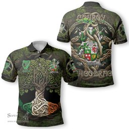 ScotsTee Shop Irish Conroy or O Conry Coat of Arms Irish Polo Shirt Family Crest Irish Is My Root Polo Shirt