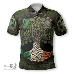ScotsTee Shop Irish Bingham Coat of Arms Irish Polo Shirt Family Crest Irish Is My Root Polo Shirt