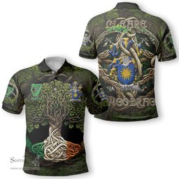 ScotsTee Shop Irish Cleare Coat of Arms Irish Polo Shirt Family Crest Irish Is My Root Polo Shirt