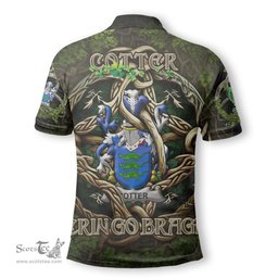 ScotsTee Shop Irish Cotter or MacCotter Coat of Arms Irish Polo Shirt Family Crest Irish Is My Root Polo Shirt