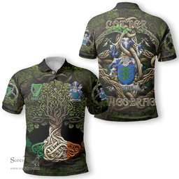 ScotsTee Shop Irish Cotter or MacCotter Coat of Arms Irish Polo Shirt Family Crest Irish Is My Root Polo Shirt
