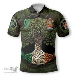 ScotsTee Shop Irish Bourke Coat of Arms Irish Polo Shirt Family Crest Irish Is My Root Polo Shirt