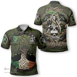 ScotsTee Shop Irish Calvey or McElwee Coat of Arms Irish Polo Shirt Family Crest Irish Is My Root Polo Shirt