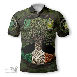 ScotsTee Shop Irish Cleary or O Clery Coat of Arms Irish Polo Shirt Family Crest Irish Is My Root Polo Shirt